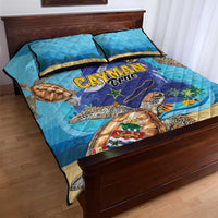 Cayman Brac Map Sea Turtle Quilt Bed Set Ocean Vibes