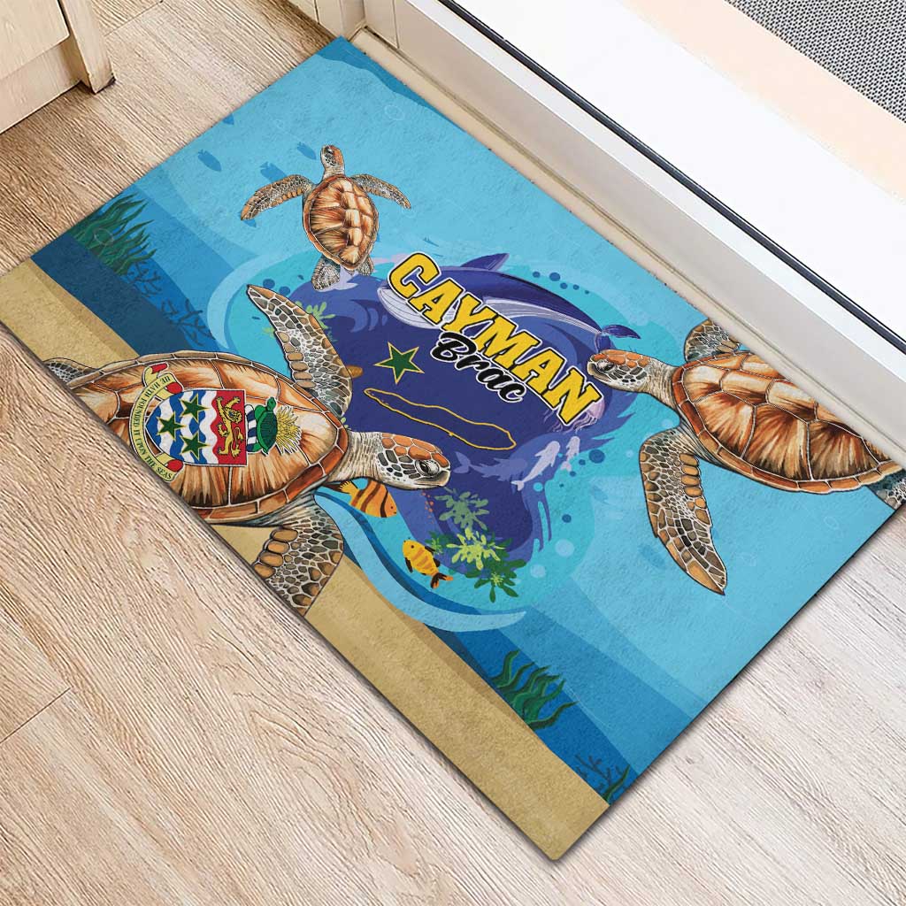 Cayman Brac Map Sea Turtle Rubber Doormat Ocean Vibes