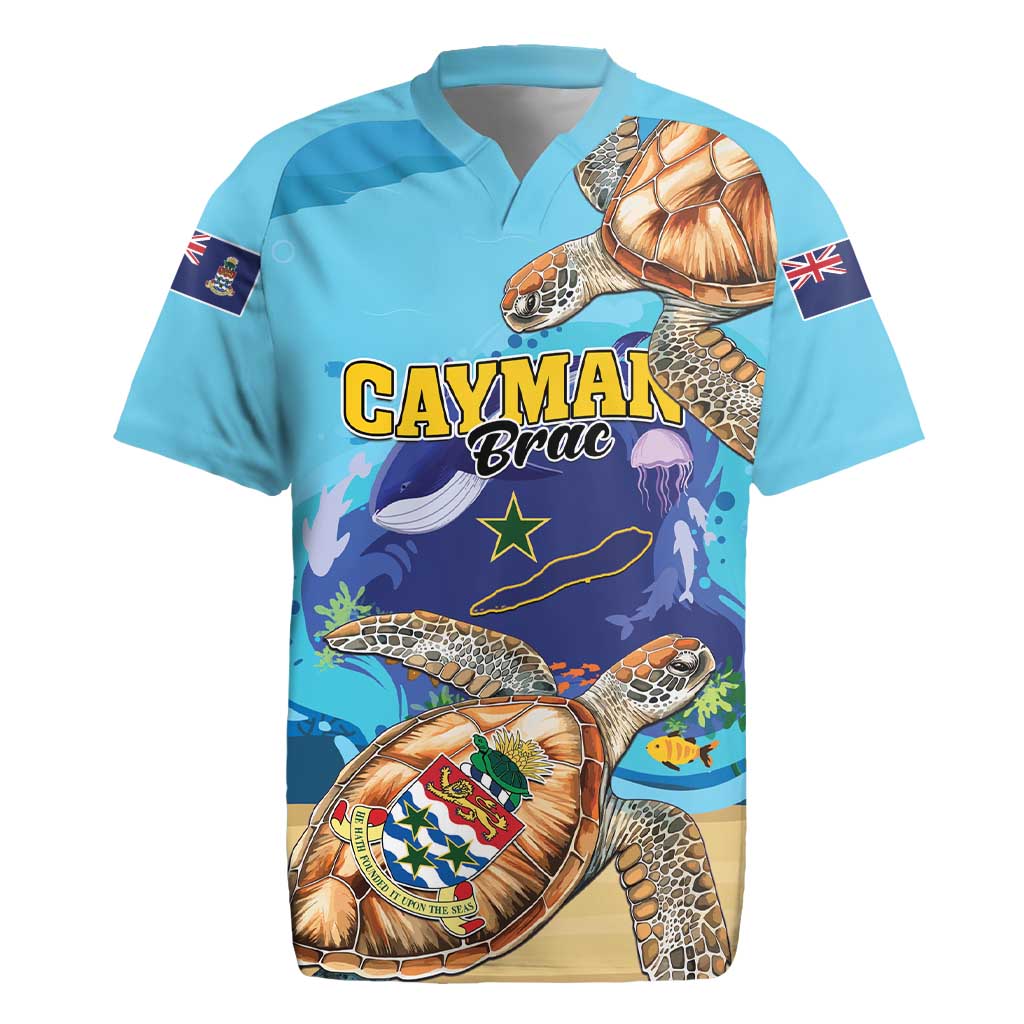 Cayman Brac Map Sea Turtle Rugby Jersey Ocean Vibes