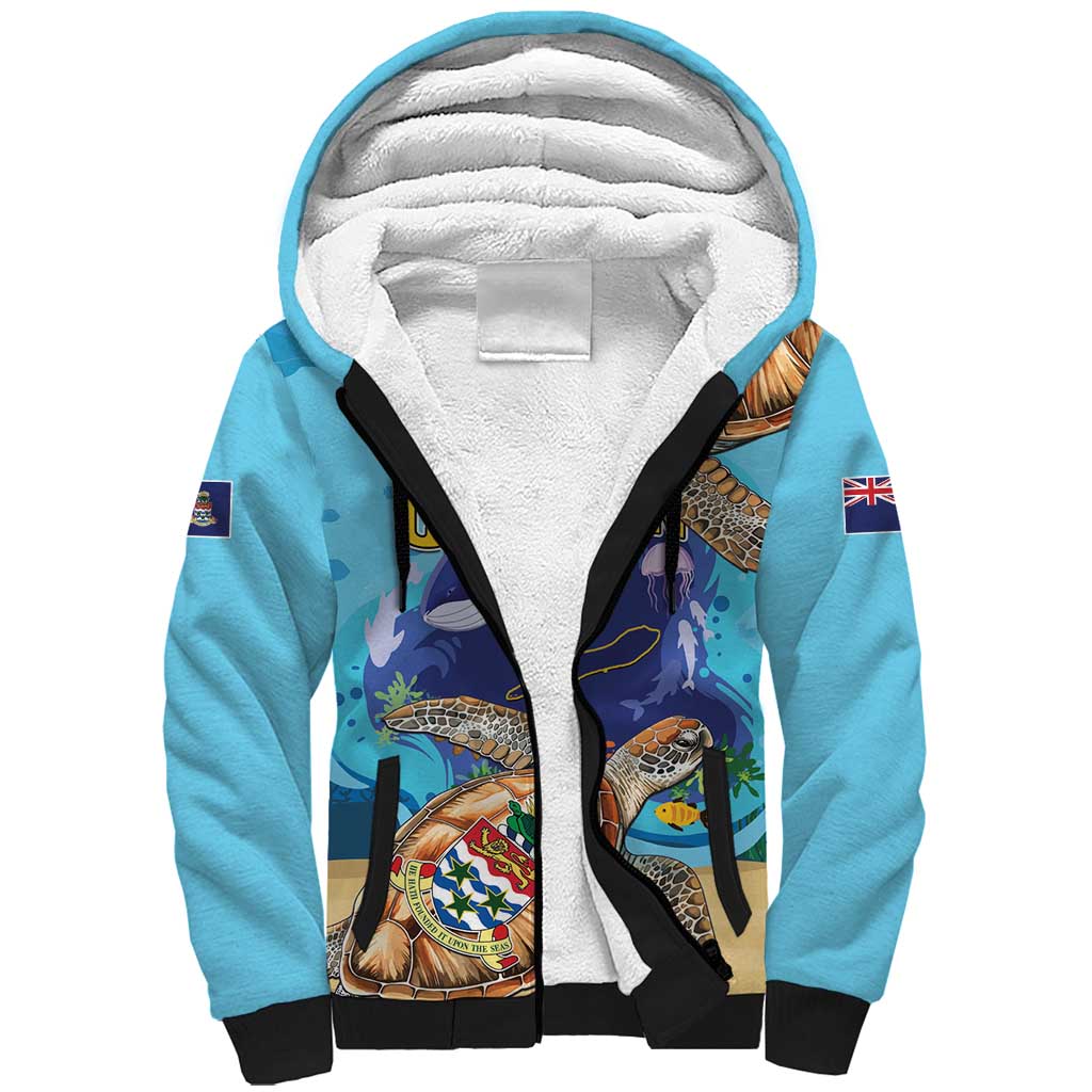 Cayman Brac Map Sea Turtle Sherpa Hoodie Ocean Vibes