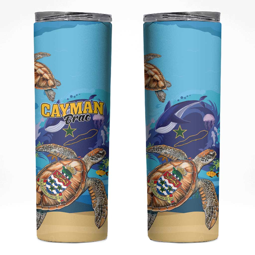 Cayman Brac Map Sea Turtle Skinny Tumbler Ocean Vibes