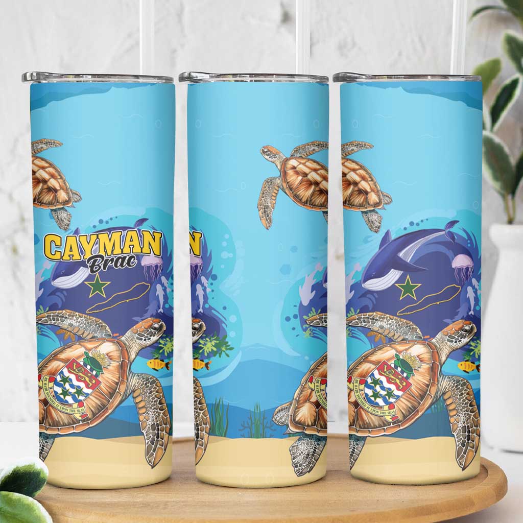 Cayman Brac Map Sea Turtle Skinny Tumbler Ocean Vibes