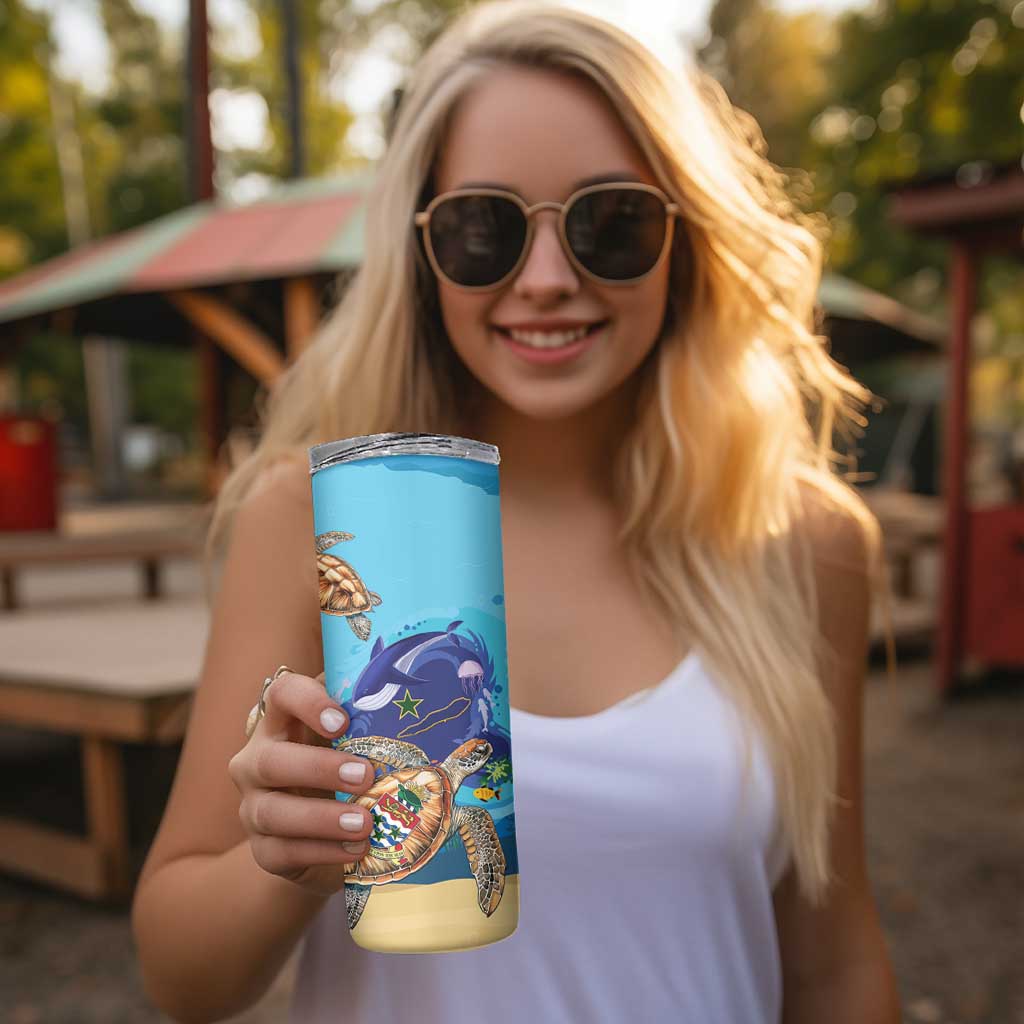 Cayman Brac Map Sea Turtle Skinny Tumbler Ocean Vibes