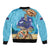 Cayman Brac Map Sea Turtle Sleeve Zip Bomber Jacket Ocean Vibes