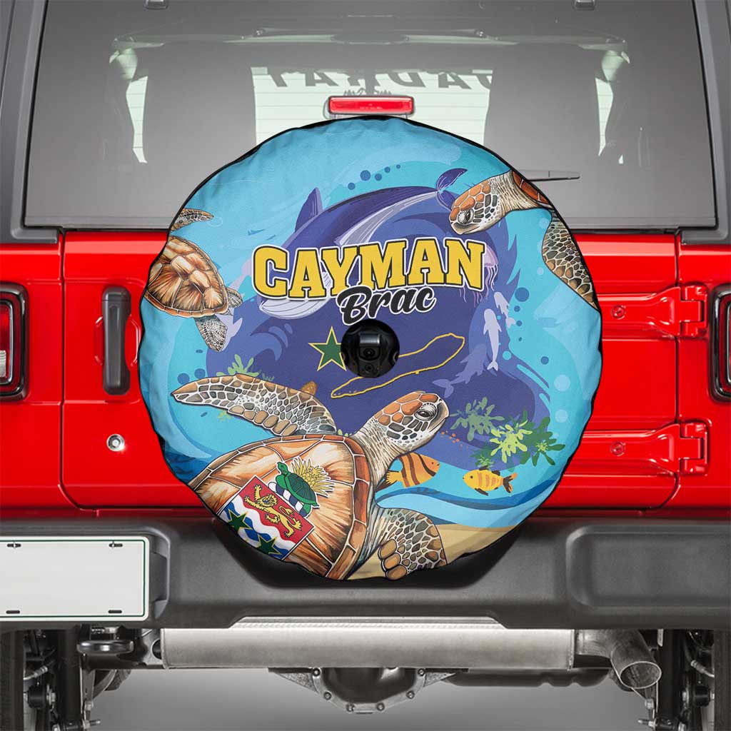 Cayman Brac Map Sea Turtle Spare Tire Cover Ocean Vibes