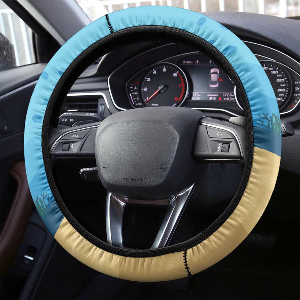 Cayman Brac Map Sea Turtle Steering Wheel Cover Ocean Vibes