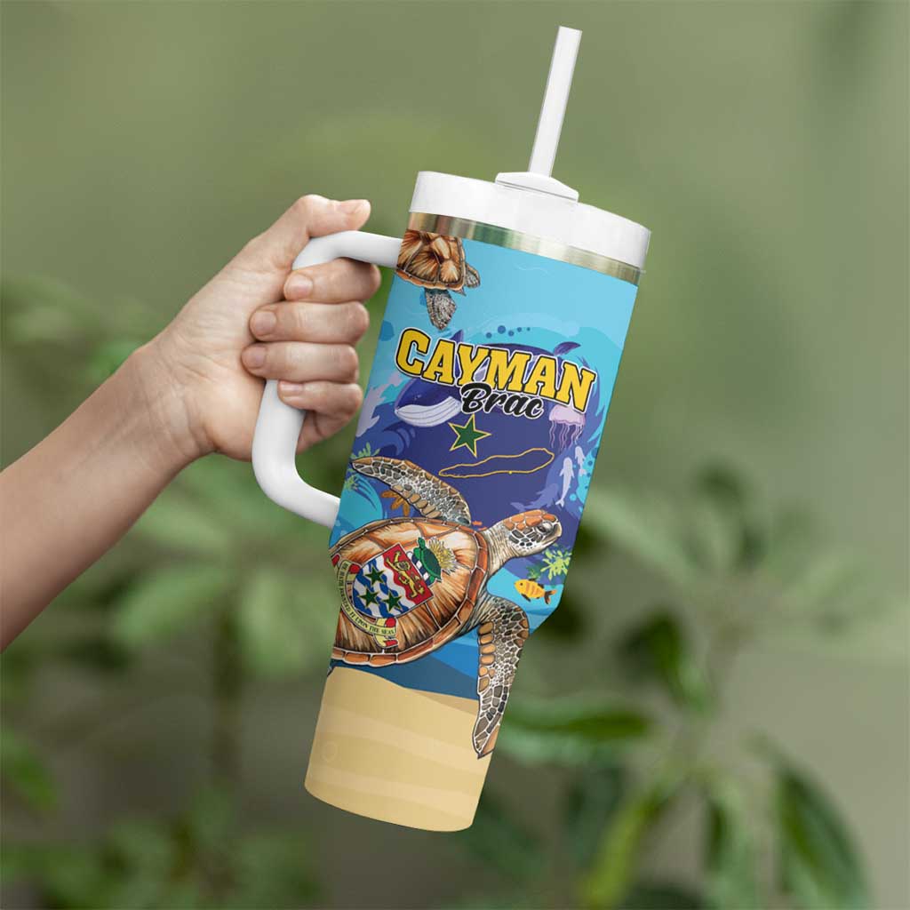 Cayman Brac Map Sea Turtle Tumbler With Handle Ocean Vibes