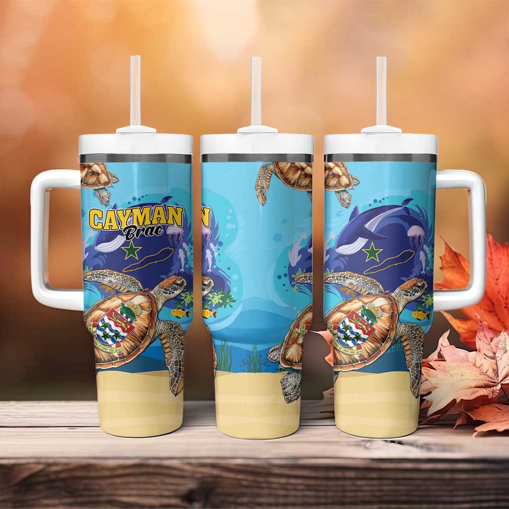 Cayman Brac Map Sea Turtle Tumbler With Handle Ocean Vibes