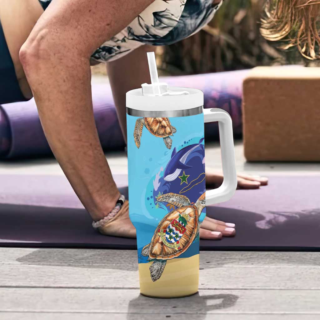 Cayman Brac Map Sea Turtle Tumbler With Handle Ocean Vibes