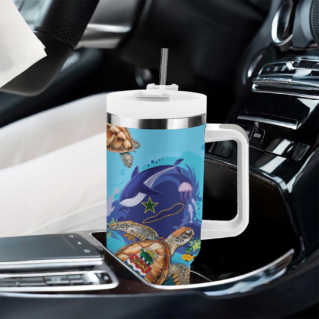 Cayman Brac Map Sea Turtle Tumbler With Handle Ocean Vibes