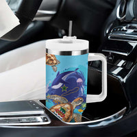 Cayman Brac Map Sea Turtle Tumbler With Handle Ocean Vibes