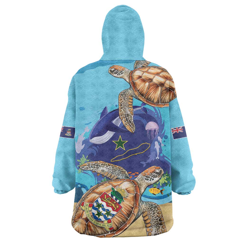 Cayman Brac Map Sea Turtle Wearable Blanket Hoodie Ocean Vibes