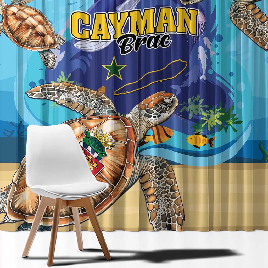 Cayman Brac Map Sea Turtle Window Curtain Ocean Vibes