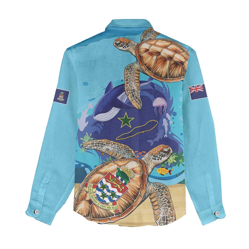 Cayman Brac Map Sea Turtle Women Casual Shirt Ocean Vibes