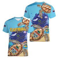 Cayman Brac Map Sea Turtle Women V-Neck T-Shirt Ocean Vibes