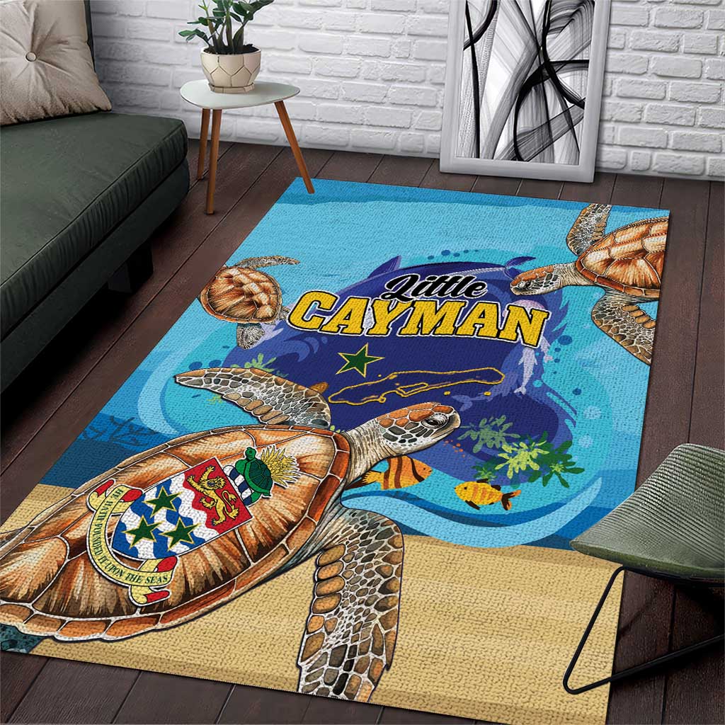 Little Cayman Map Sea Turtle Area Rug Ocean Vibes