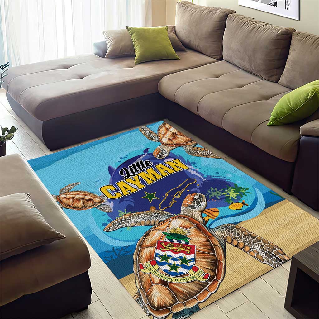 Little Cayman Map Sea Turtle Area Rug Ocean Vibes