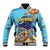 Little Cayman Map Sea Turtle Baseball Jacket Ocean Vibes