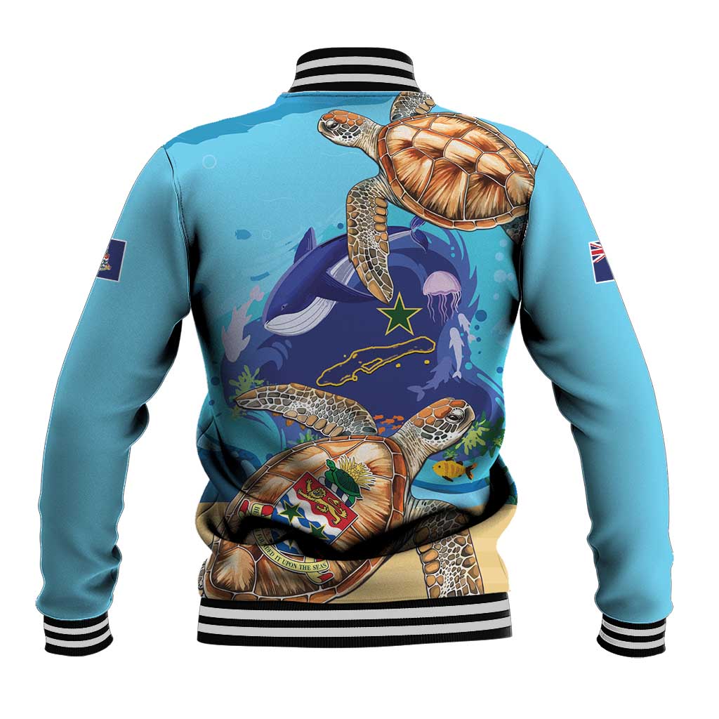 Little Cayman Map Sea Turtle Baseball Jacket Ocean Vibes