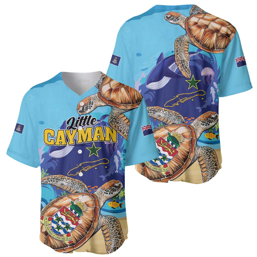 Little Cayman Map Sea Turtle Baseball Jersey Ocean Vibes