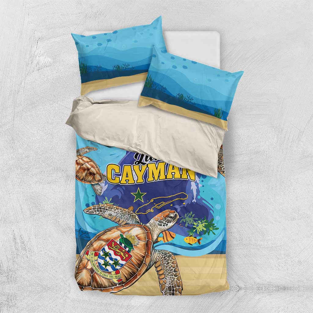 Little Cayman Map Sea Turtle Bedding Set Ocean Vibes