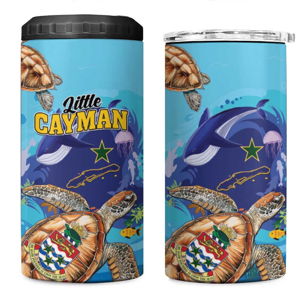 Little Cayman Map Sea Turtle 4 in 1 Can Cooler Tumbler Ocean Vibes