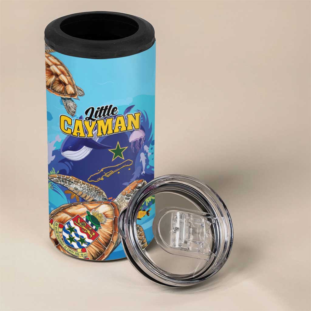 Little Cayman Map Sea Turtle 4 in 1 Can Cooler Tumbler Ocean Vibes