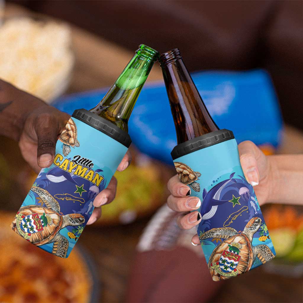 Little Cayman Map Sea Turtle 4 in 1 Can Cooler Tumbler Ocean Vibes