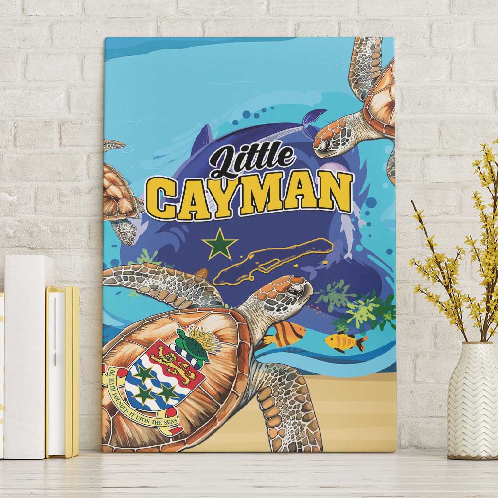 Little Cayman Map Sea Turtle Canvas Wall Art Ocean Vibes