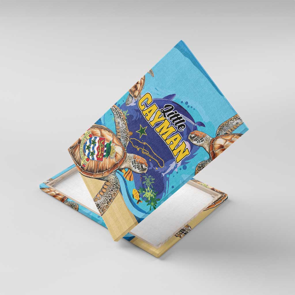 Little Cayman Map Sea Turtle Canvas Wall Art Ocean Vibes