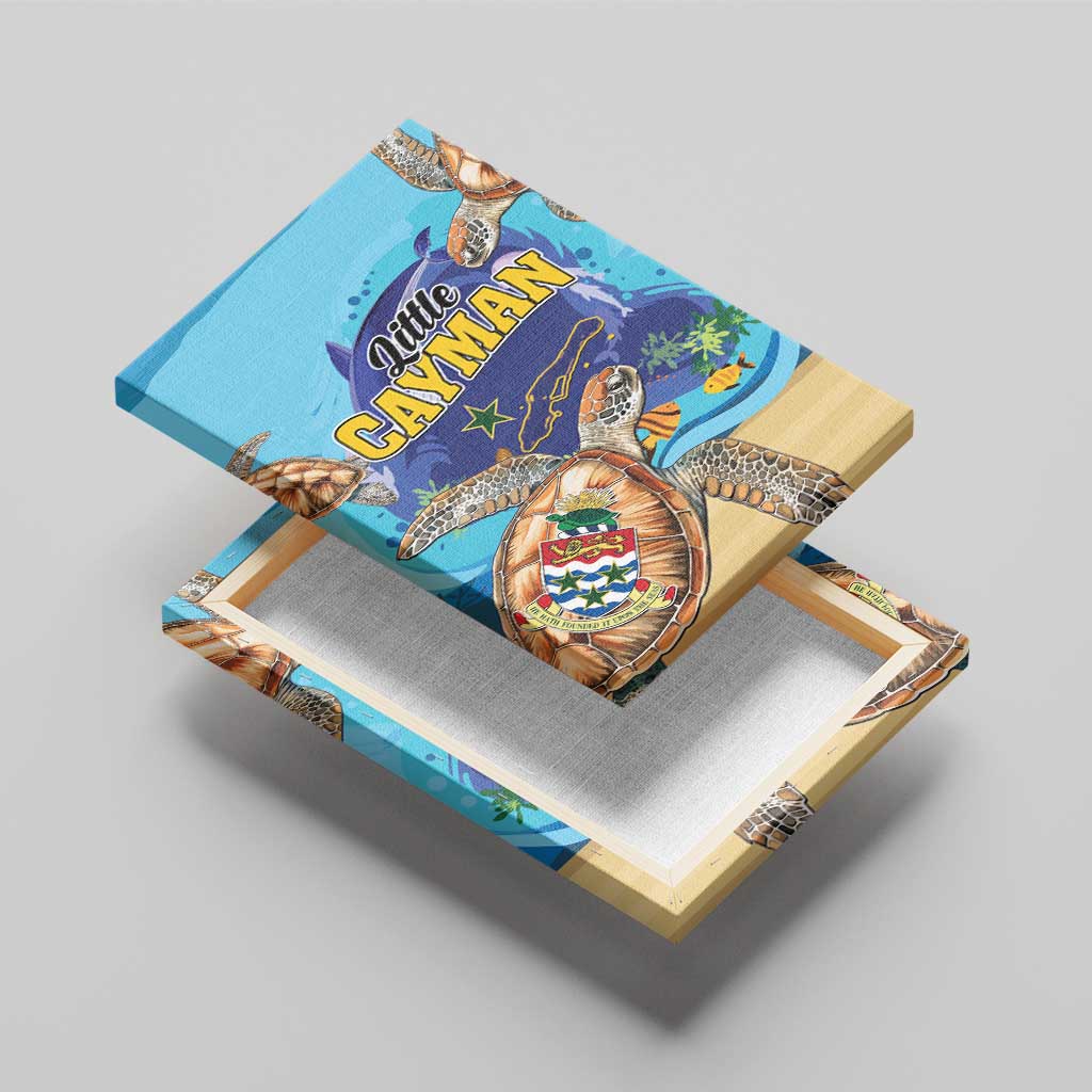 Little Cayman Map Sea Turtle Canvas Wall Art Ocean Vibes