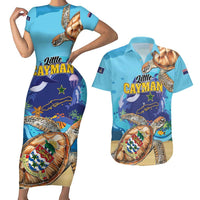 Little Cayman Map Sea Turtle Couples Matching Short Sleeve Bodycon Dress and Hawaiian Shirt Ocean Vibes