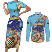 Little Cayman Map Sea Turtle Couples Matching Short Sleeve Bodycon Dress and Long Sleeve Button Shirt Ocean Vibes