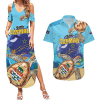 Little Cayman Map Sea Turtle Couples Matching Summer Maxi Dress and Hawaiian Shirt Ocean Vibes