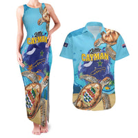 Little Cayman Map Sea Turtle Couples Matching Tank Maxi Dress and Hawaiian Shirt Ocean Vibes