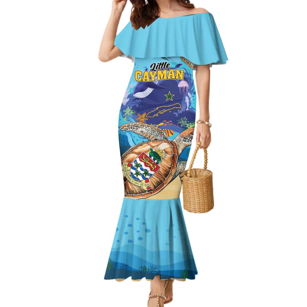 Little Cayman Map Sea Turtle Family Matching Mermaid Dress and Hawaiian Shirt Ocean Vibes