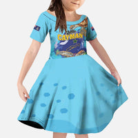 Little Cayman Map Sea Turtle Family Matching Off The Shoulder Long Sleeve Dress and Hawaiian Shirt Ocean Vibes