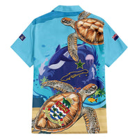 Little Cayman Map Sea Turtle Family Matching Off The Shoulder Long Sleeve Dress and Hawaiian Shirt Ocean Vibes
