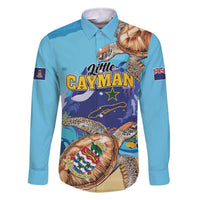 Little Cayman Map Sea Turtle Family Matching Off The Shoulder Long Sleeve Dress and Hawaiian Shirt Ocean Vibes