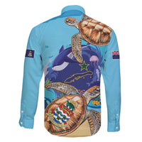 Little Cayman Map Sea Turtle Family Matching Off Shoulder Maxi Dress and Hawaiian Shirt Ocean Vibes