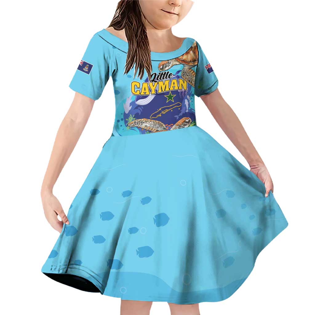 Little Cayman Map Sea Turtle Family Matching Off Shoulder Short Dress and Hawaiian Shirt Ocean Vibes