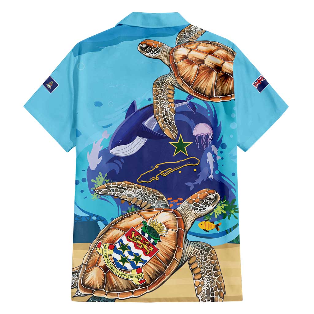 Little Cayman Map Sea Turtle Family Matching Off Shoulder Short Dress and Hawaiian Shirt Ocean Vibes