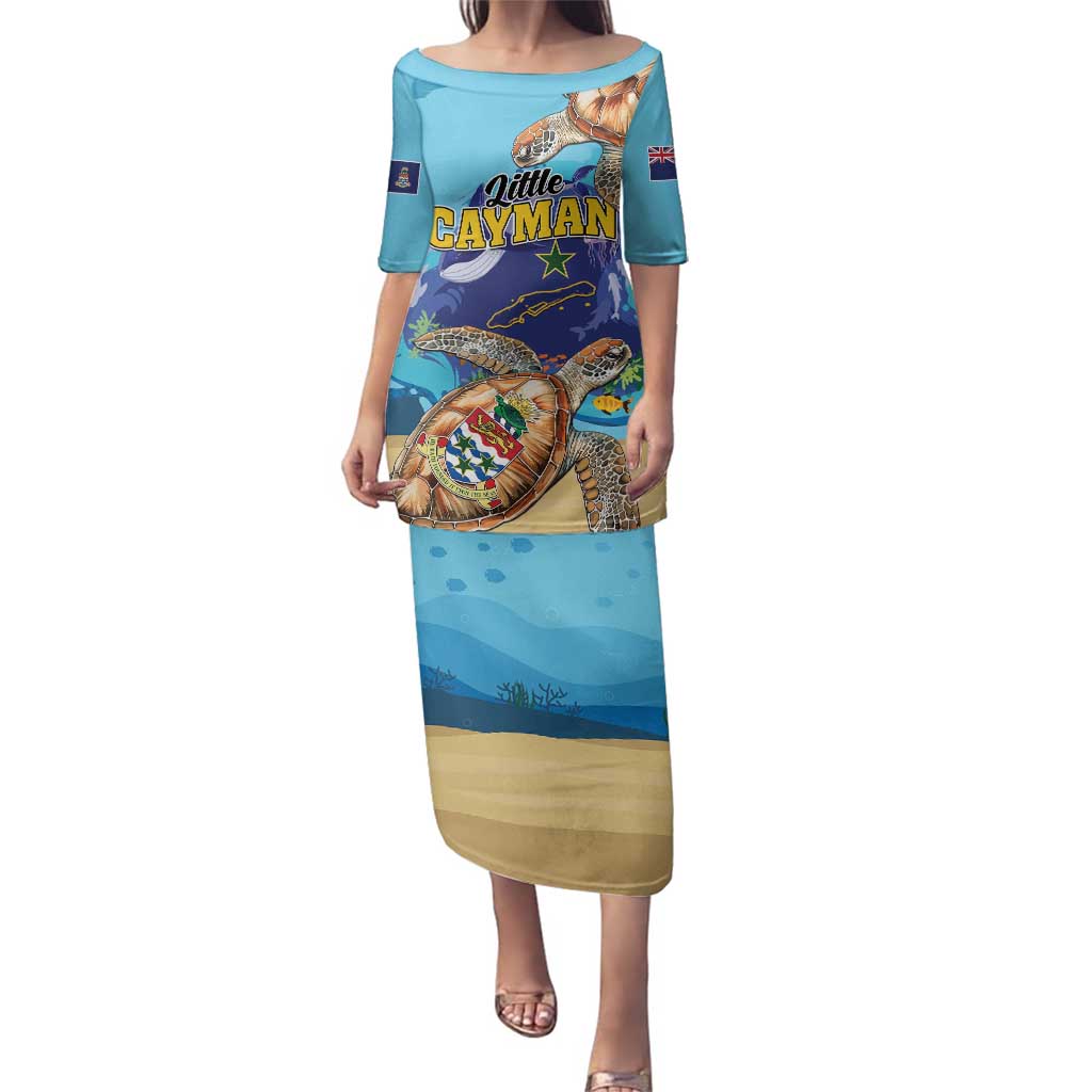 Little Cayman Map Sea Turtle Family Matching Puletasi and Hawaiian Shirt Ocean Vibes