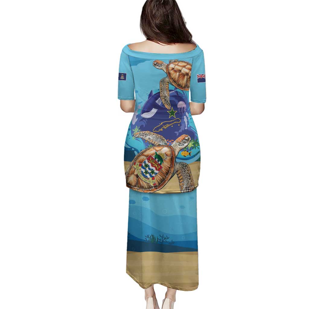 Little Cayman Map Sea Turtle Family Matching Puletasi and Hawaiian Shirt Ocean Vibes