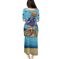 Little Cayman Map Sea Turtle Family Matching Puletasi and Hawaiian Shirt Ocean Vibes