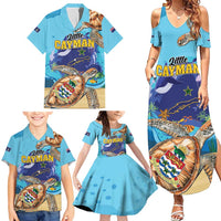 Little Cayman Map Sea Turtle Family Matching Summer Maxi Dress and Hawaiian Shirt Ocean Vibes
