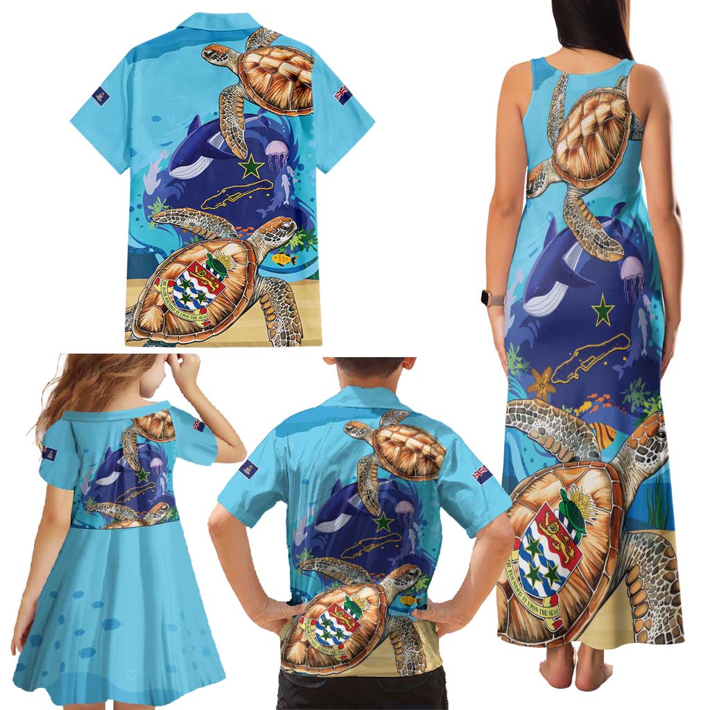 Little Cayman Map Sea Turtle Family Matching Tank Maxi Dress and Hawaiian Shirt Ocean Vibes