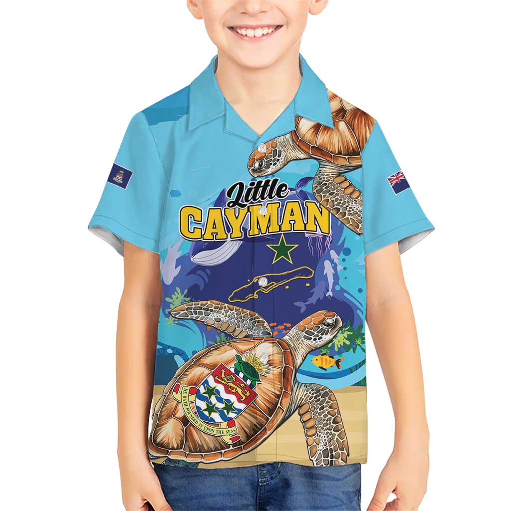 Little Cayman Map Sea Turtle Kid Hawaiian Shirt Ocean Vibes