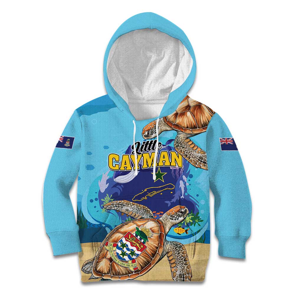 Little Cayman Map Sea Turtle Kid Hoodie Ocean Vibes