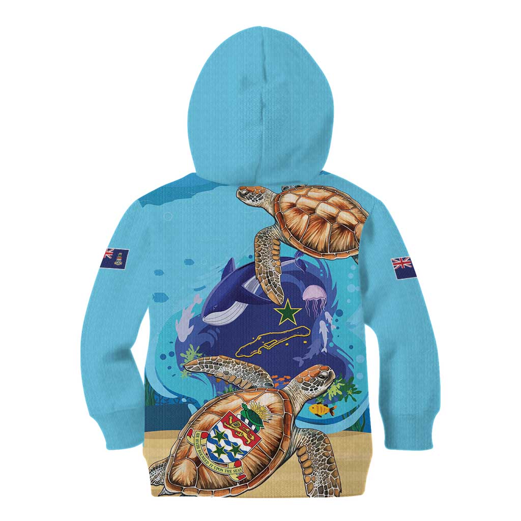Little Cayman Map Sea Turtle Kid Hoodie Ocean Vibes